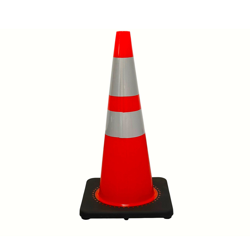 Cono de seguridad vial de PVC de alta elasticidad con base de caucho ponderada opcional para control de carreteras en todo clima y aislamiento de peligros