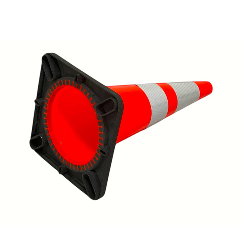 Cono de seguridad vial de PVC de alta elasticidad con base de caucho ponderada opcional para control de carreteras en todo clima y aislamiento de peligros