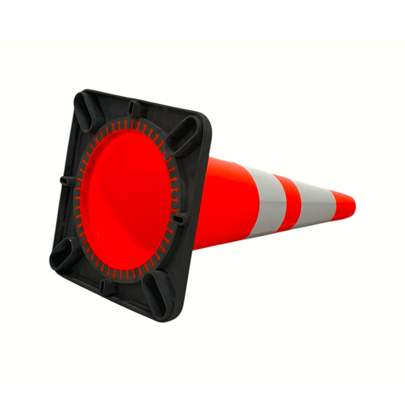 Cono de seguridad vial de PVC de alta elasticidad con base de caucho ponderada opcional para control de carreteras en todo clima y aislamiento de peligros
