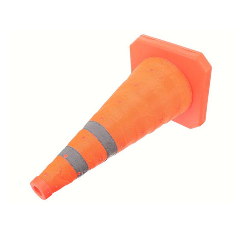 Cono de tráfico plegable multifuncional portátil reflectante de alta intensidad con luz de advertencia LED enchufable montada en la parte superior para operaciones móviles y de emergencia